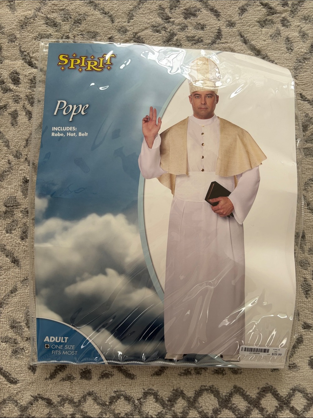 Spirit Pope Costume - White and Gold Religious Robe Set